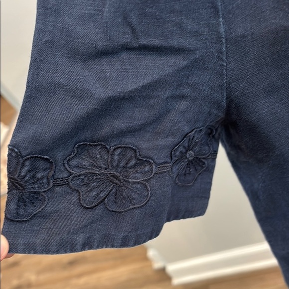 Juicy Couture 2 Linen Navy Blue Floral Embroidered Tunic Dress - Picture 6 of 8